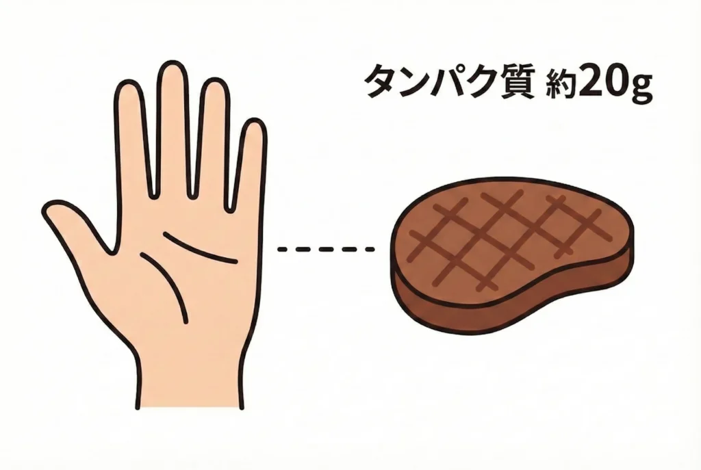 手のひらサイズ1枚分のタンパク質量の目安