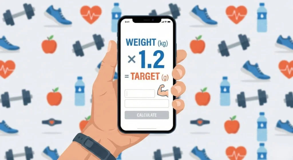 スマホで簡単に計算できるタンパク質摂取目標量の計算式イメージ