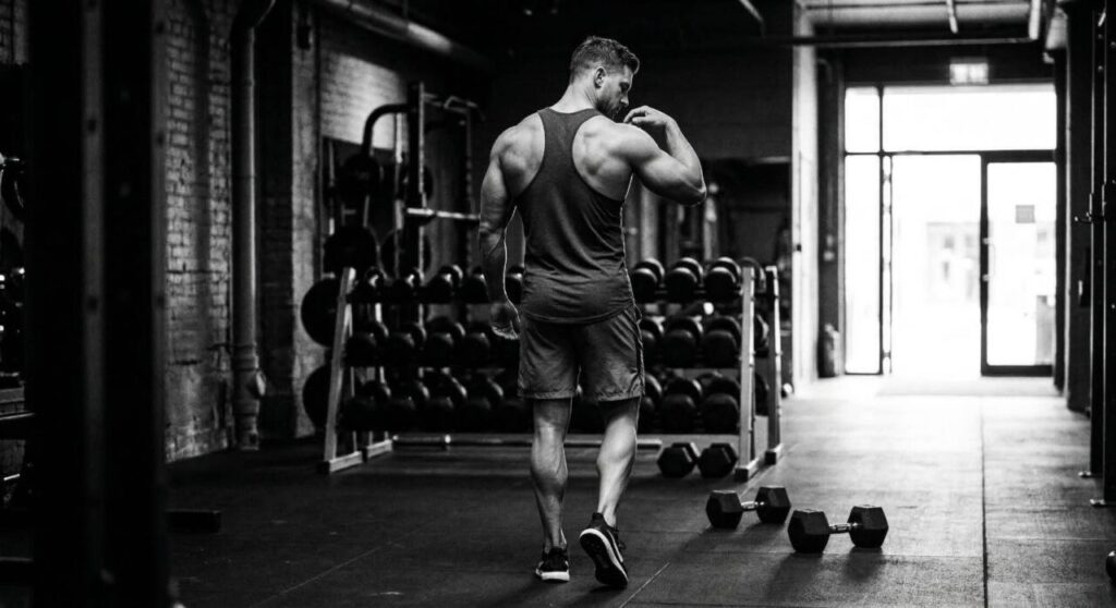 違和感を感じてトレーニングを中断し、冷静に撤退するトレーニーの背中