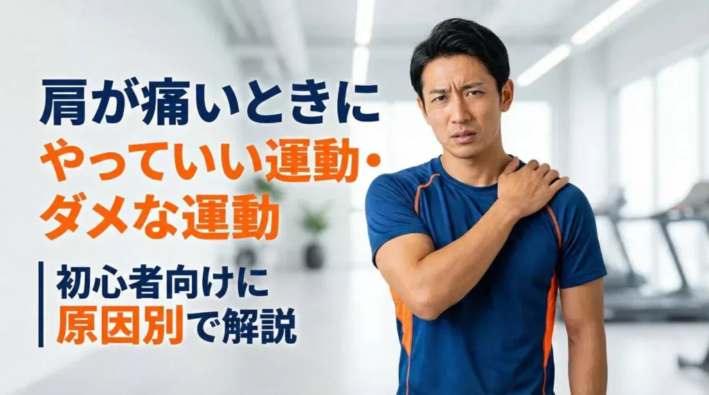 肩が痛いときにやっていい運動とダメな運動を、初心者向けに原因別で解説する現役トレーナーのアイキャッチ画像