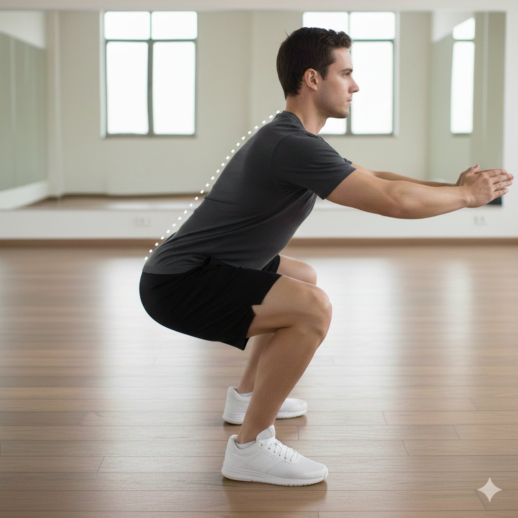 スクワット 正しいフォーム 手順 背中の角度