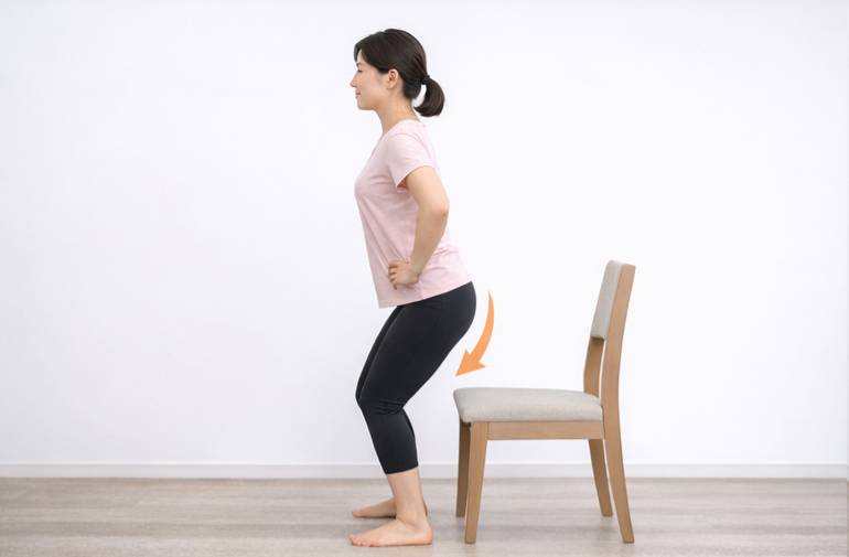 下半身 トレーニング チェアスクワット 腰痛改善