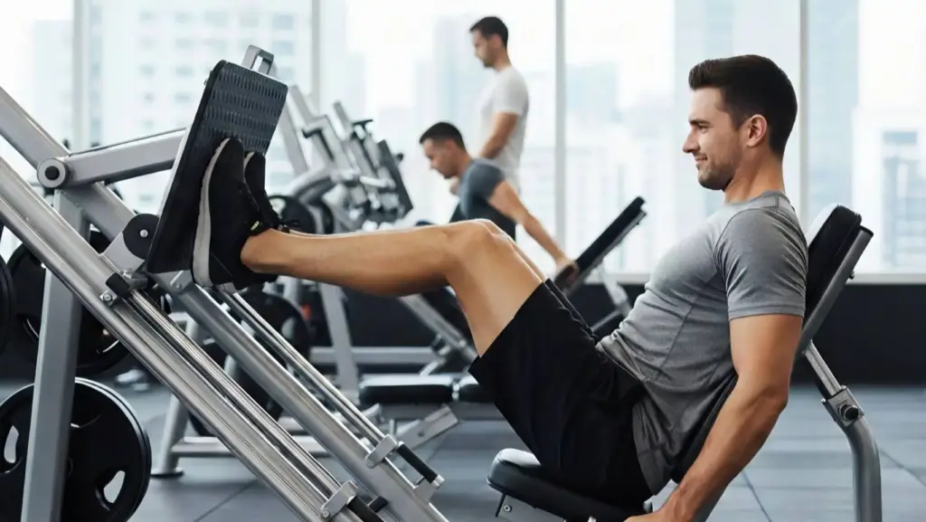 レッグプレスをしている男性