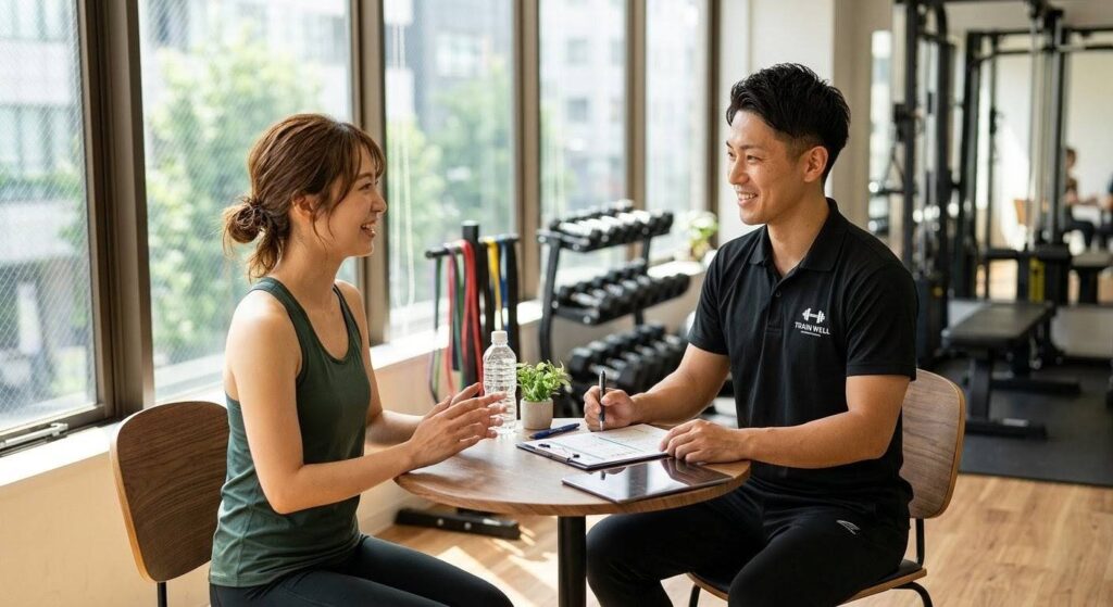 トレーナーとしっかりコミュニケーションをとる無料カウンセリングの様子