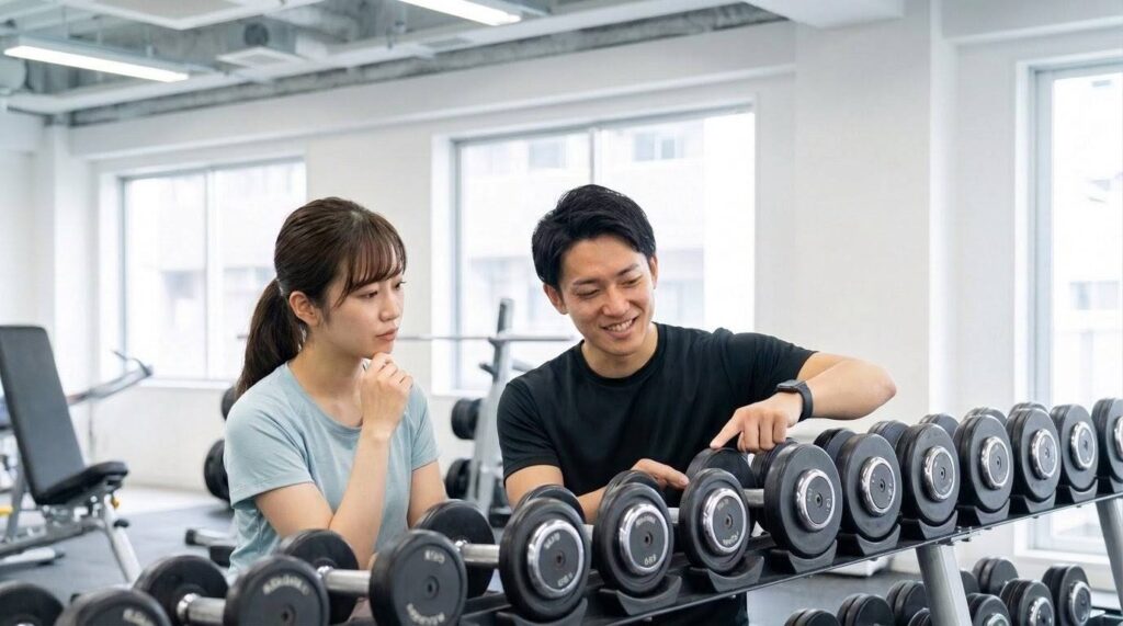 筋トレの重量設定に悩む初心者にアドバイスするプロトレーナー