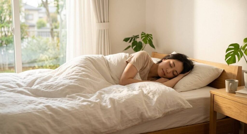 睡眠中に筋肉が修復される質の高い休息のイメージ