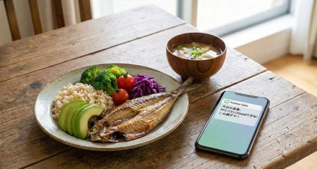 パーソナルトレーナーによる食事管理サポートと健康的なダイエットメニューのイメージ