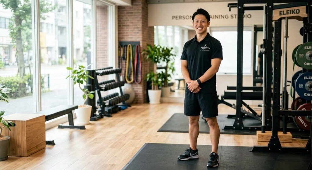 笑顔で出迎える清潔感のある現役パーソナルトレーナー