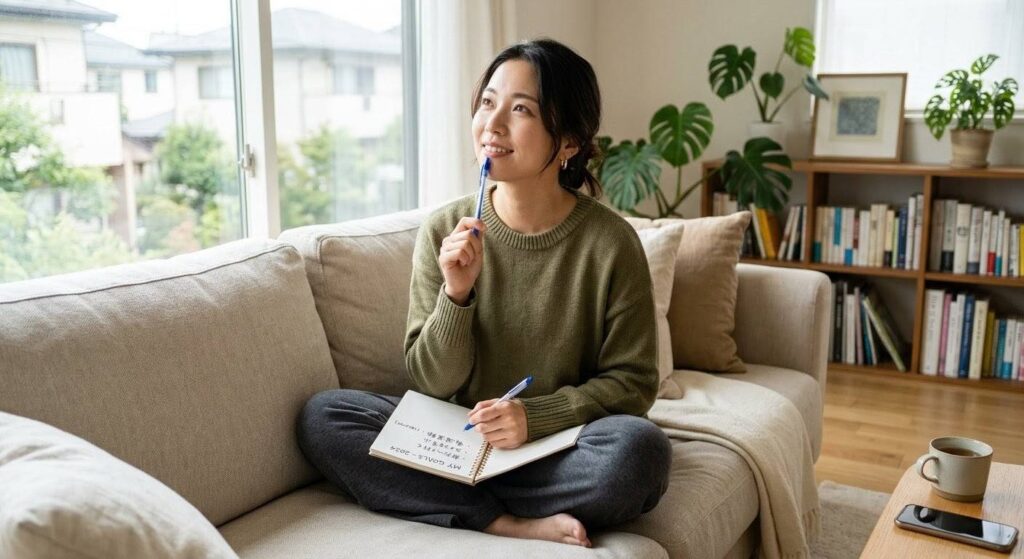 自分に合った筋トレ環境を診断・考える女性