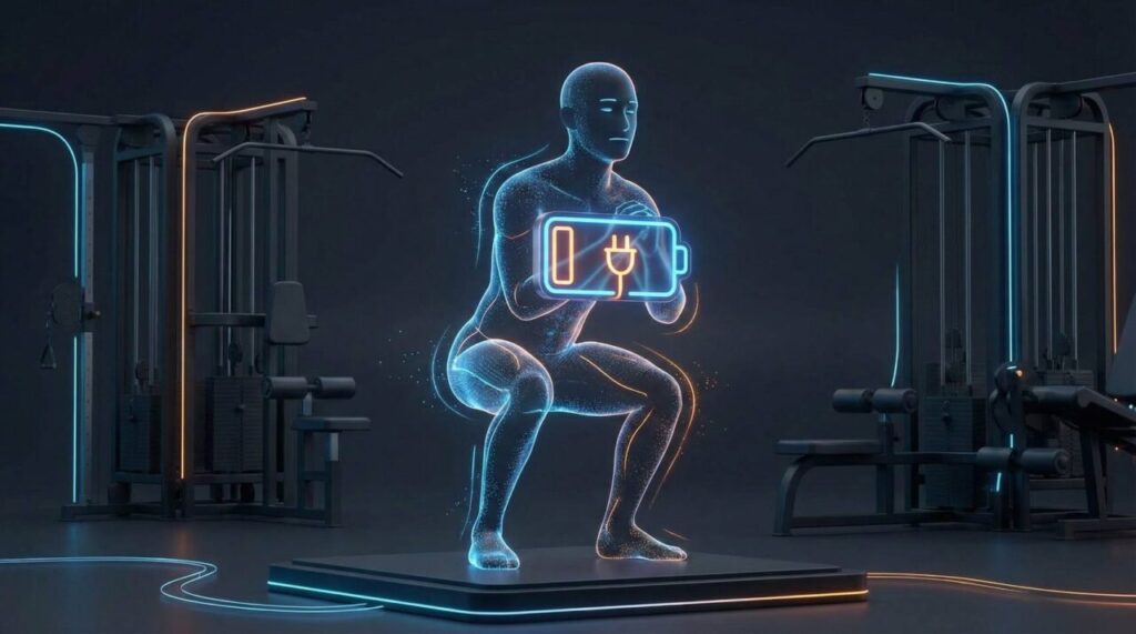 同じメニューの繰り返しで身体が動きに慣れてしまい、エネルギー消費が落ちているイメージ