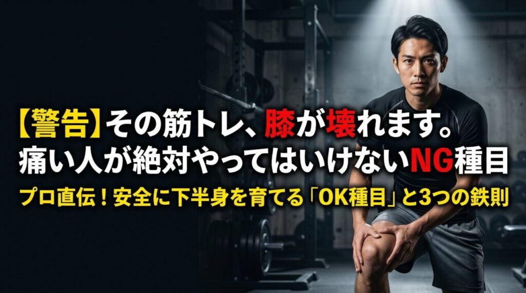 膝に不安がある人向けの安全な筋トレOK種目と避けるべきNG種目を解説するアイキャッチ画像