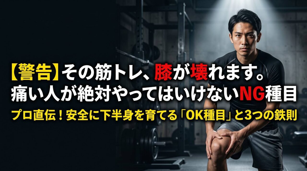 膝に不安がある人向けの安全な筋トレOK種目と避けるべきNG種目を解説するアイキャッチ画像