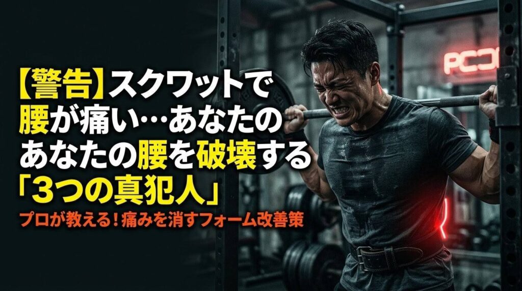 スクワットで腰が痛い原因とプロの改善策を解説するアイキャッチ画像