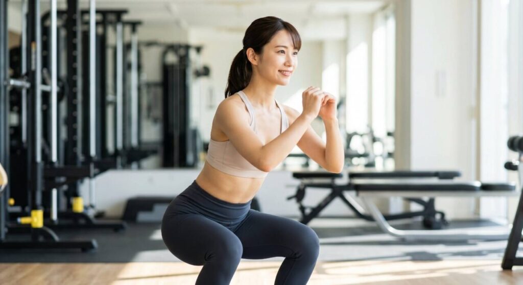 ダイエットや引き締め目的で15〜20回の高回数トレーニングを行う日本人女性