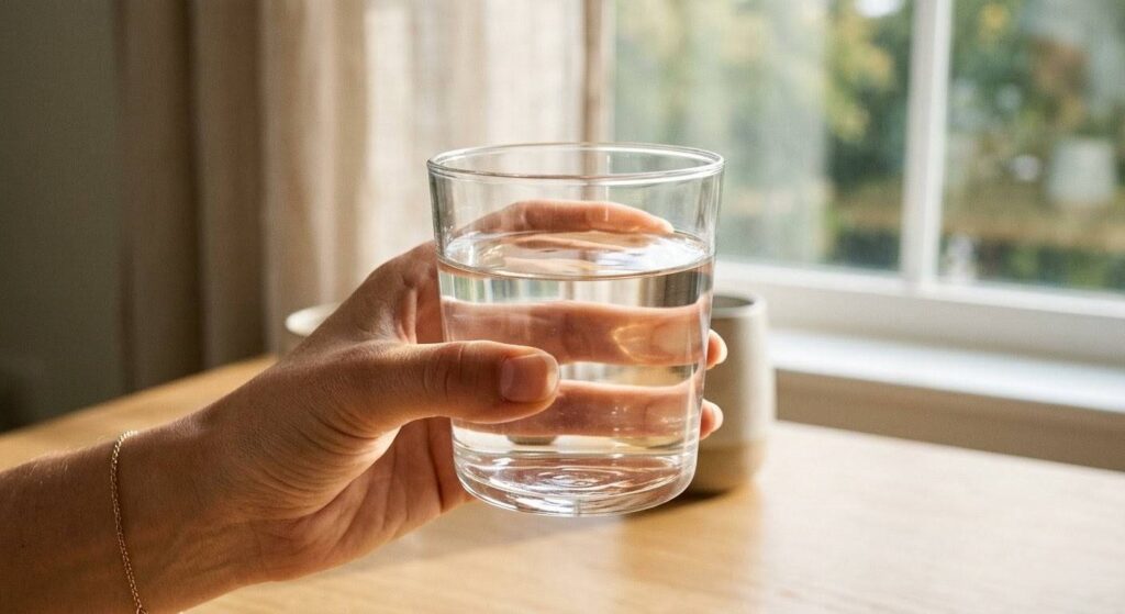 朝のトレーニング前に飲むコップ1杯の常温の水