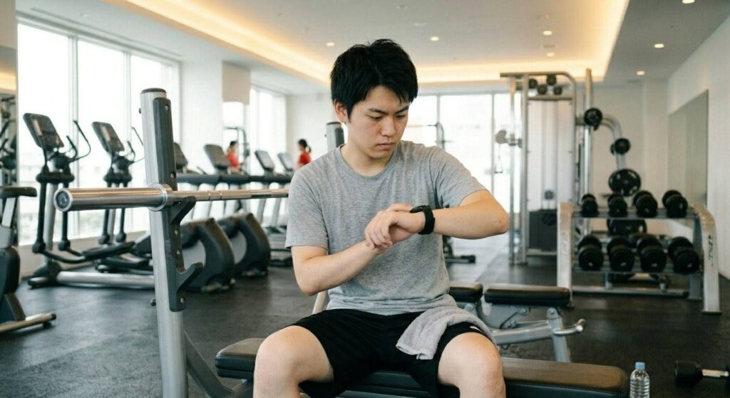 スマートウォッチで休憩時間を正確に測る日本人初心者男性