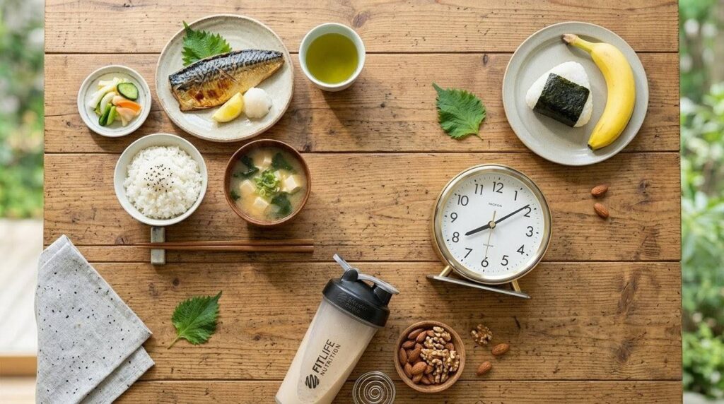 筋トレのタイミングに合わせた3パターンの食事（定食・軽食・プロテイン）