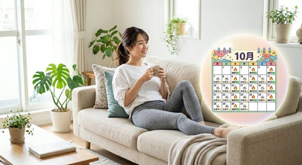 週2〜3回の運動としっかり休む日を設けたスケジュールのイメージ画像。