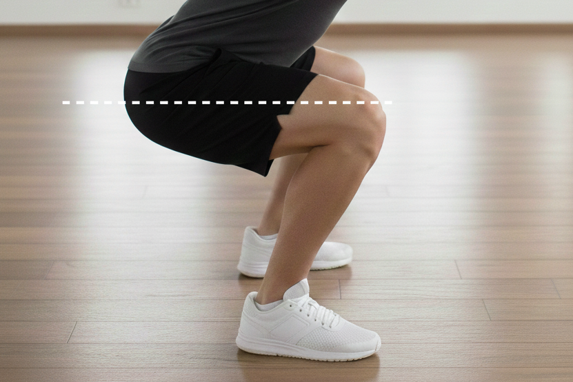 スクワット 正しいフォーム 手順 しゃがむ深さ