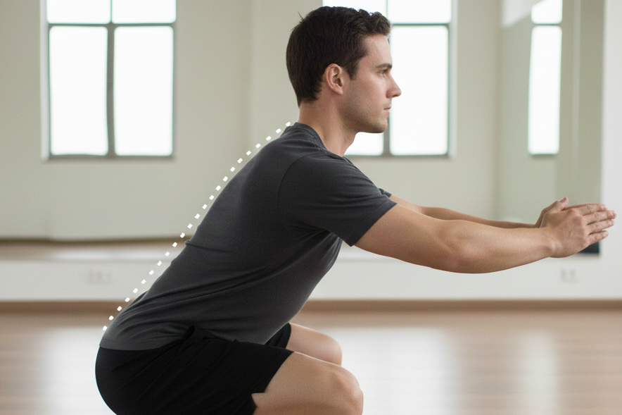 スクワット 正しいフォーム 手順 背中の角度