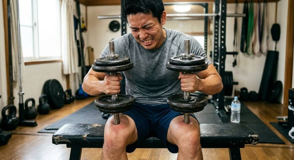 オンザニーの際に太ももにシャフトが刺さって痛いスクリュー式ダンベル